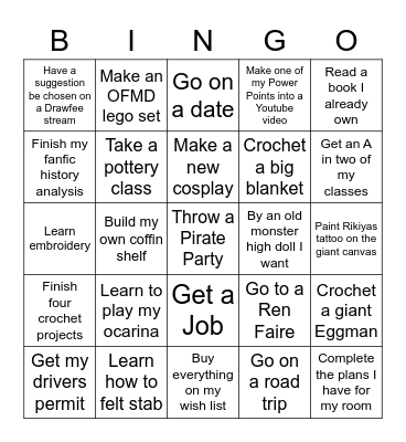 Julia's 2023 Bingo Board Bingo Card