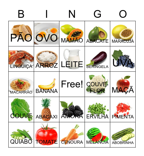 BINGO DOS ALIMENTOS Bingo Card