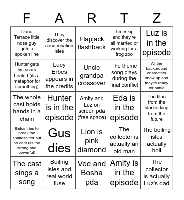 The Owl House Predictions Bingo Card