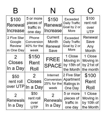 Sales Bingo Card