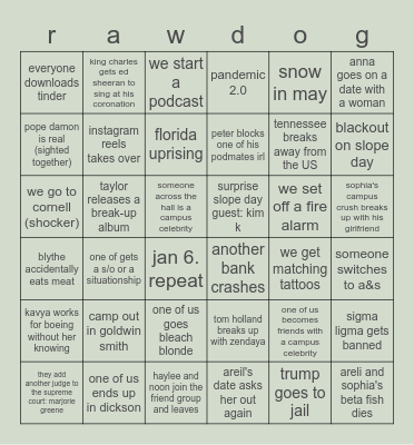 Sigma Ligma 2023 Bingo Card