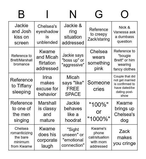 LIB S4 Bingo Card