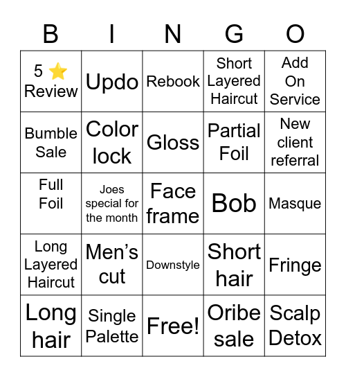 Model Bingo Card