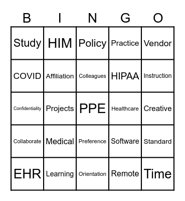 PPE Bingo Card