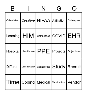 PPE Bingo Card