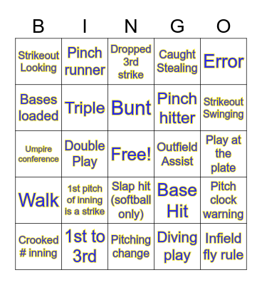 Briar Cliff Baseball & Softball Bingo Card