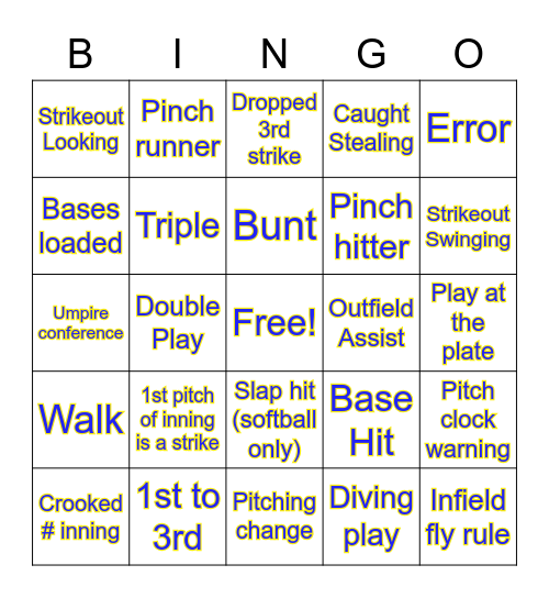 Briar Cliff Baseball & Softball Bingo Card