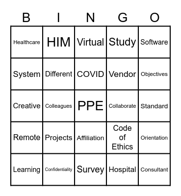 PPE Bingo Card