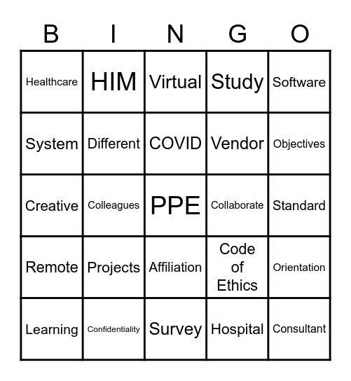 PPE Bingo Card