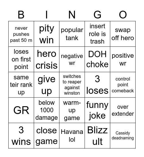 OW2 Bingo Card