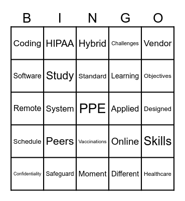 PPE Bingo Card