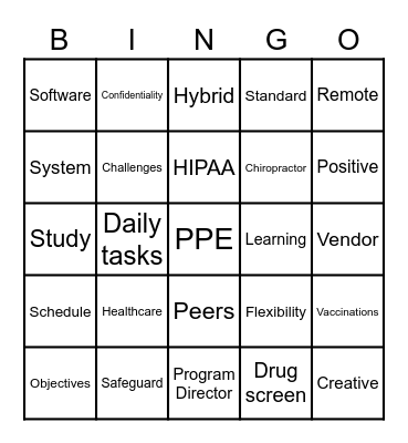 PPE Bingo Card