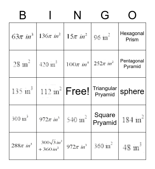 Unit Review Bingo Card