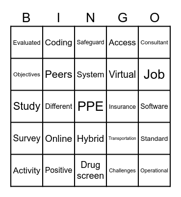 PPE Bingo Card