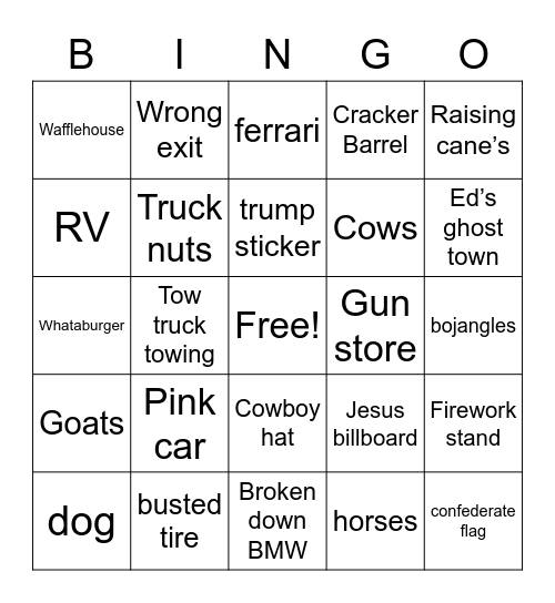 Bucket Hat Bois Texas 2023 Bingo Card