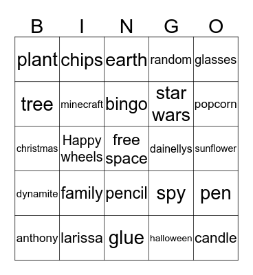 random Bingo  Bingo Card
