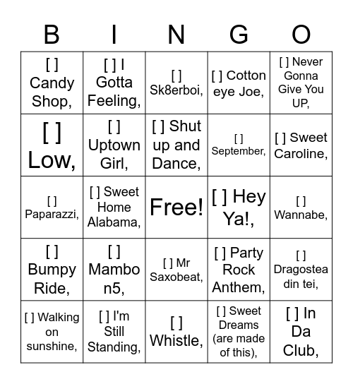 Muziekbingo Incie Bingo Card
