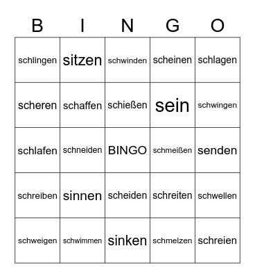 Partizip Bingo Card