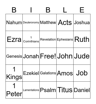 Bible Bingo Card