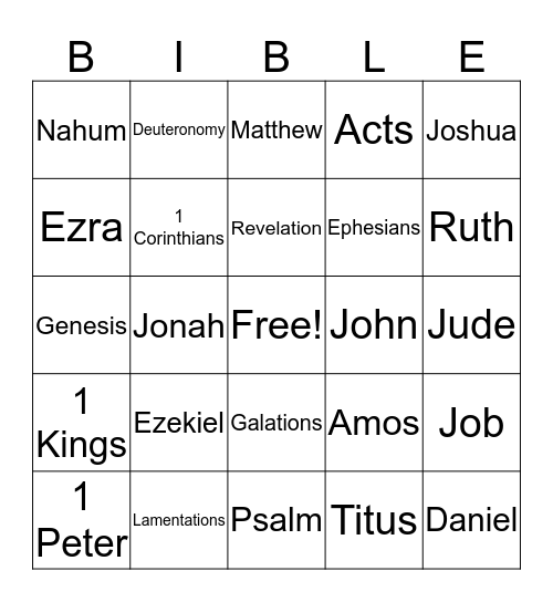 Bible Bingo Card