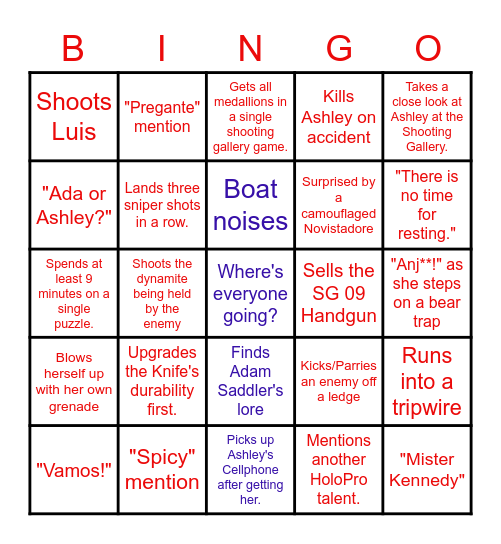 Reine's Resident Evil 4 Bingo Bonanza! Bingo Card