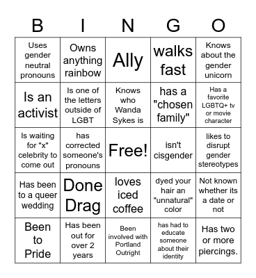 Queer History Bingo! Bingo Card