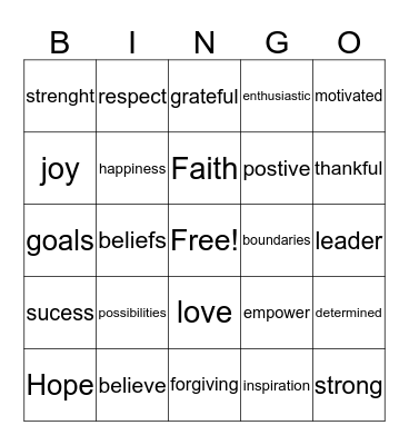 Unstoppable Bingo Card