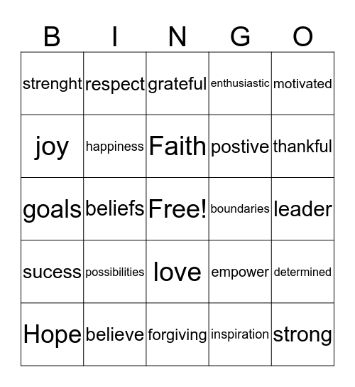 Unstoppable Bingo Card