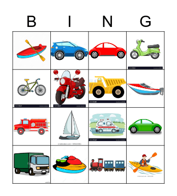 Transportation Bingo Card