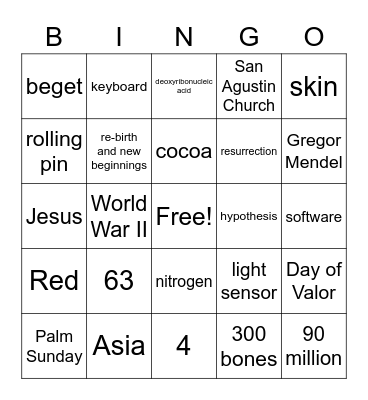 Easter Bingo Card