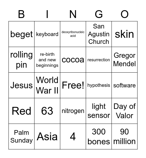 Easter Bingo Card