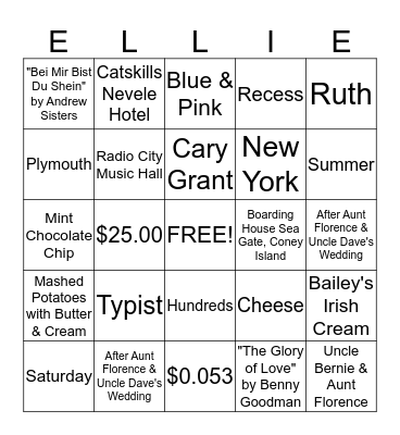 Get to Know Ellie Bingo Card