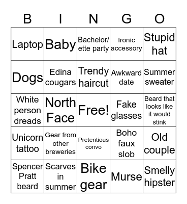 Taproom Bingo Card