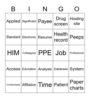 PPE Bingo Card