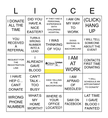 Lioce Call Day Bingo Board Bingo Card