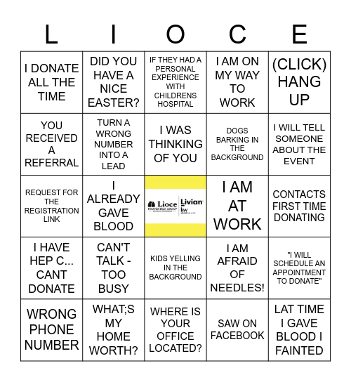 Lioce Call Day Bingo Board Bingo Card