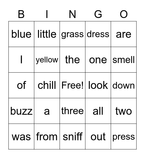 Trick Word Bingo Card