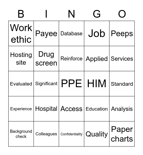 PPE Bingo Card