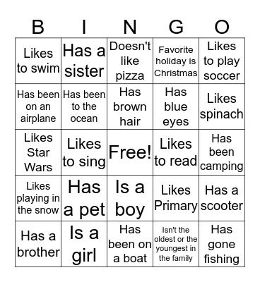 Get to Know You BINGO Card