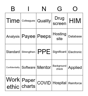 PPE Bingo Card