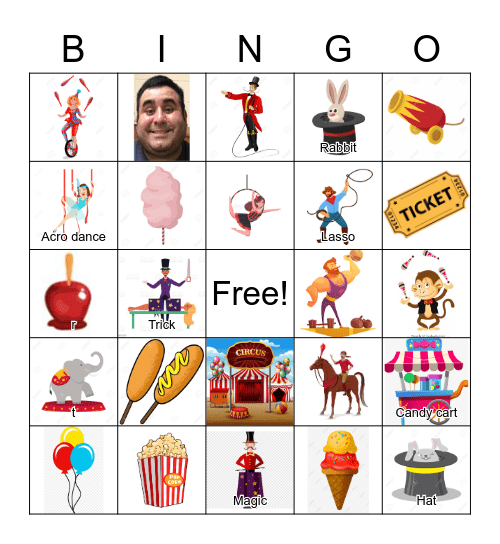 J&J Circus Bingo Card