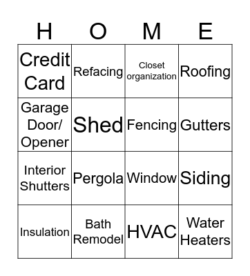 Service Bingo Card