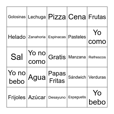 La Comida Bingo Card