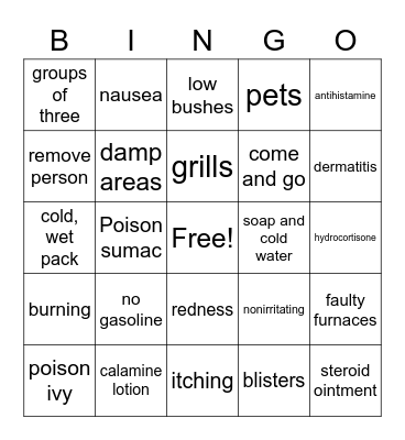 1st Aid - Ch 18 Plants Bingo Card