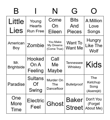 Musical Bingo Card