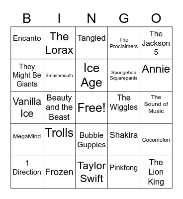 Music Bingo Card