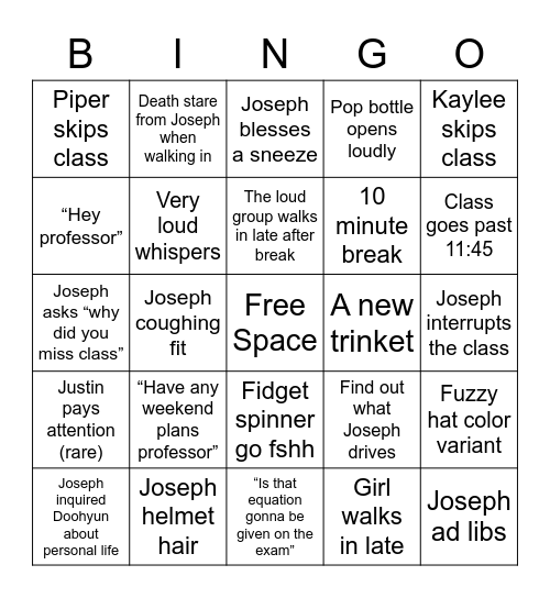 Daddy Doohyun’s fluids 2 Bingo Card