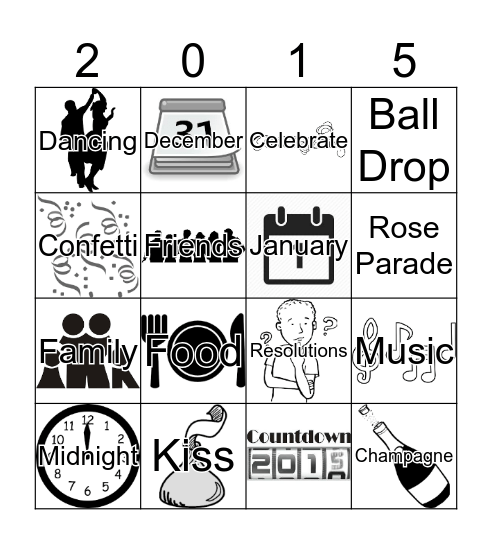 New Year's Eve  Bingo Card