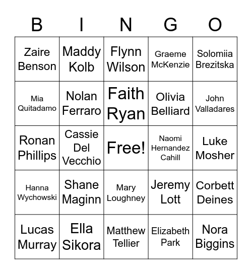 Includer Bingo Card