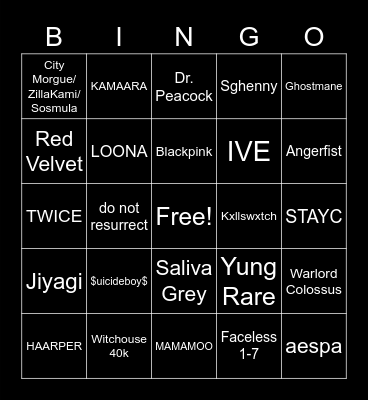 Toxic's Bingo Card